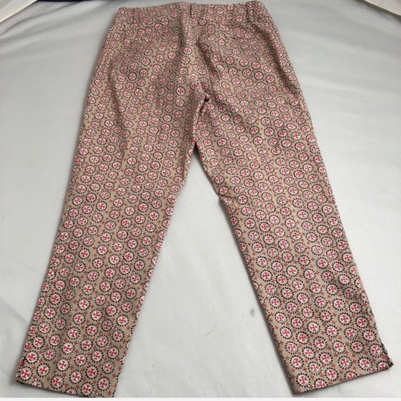 LOFT Julie cropped multicolor orange tan black pattern Riviera Pant - Picture 7 of 7